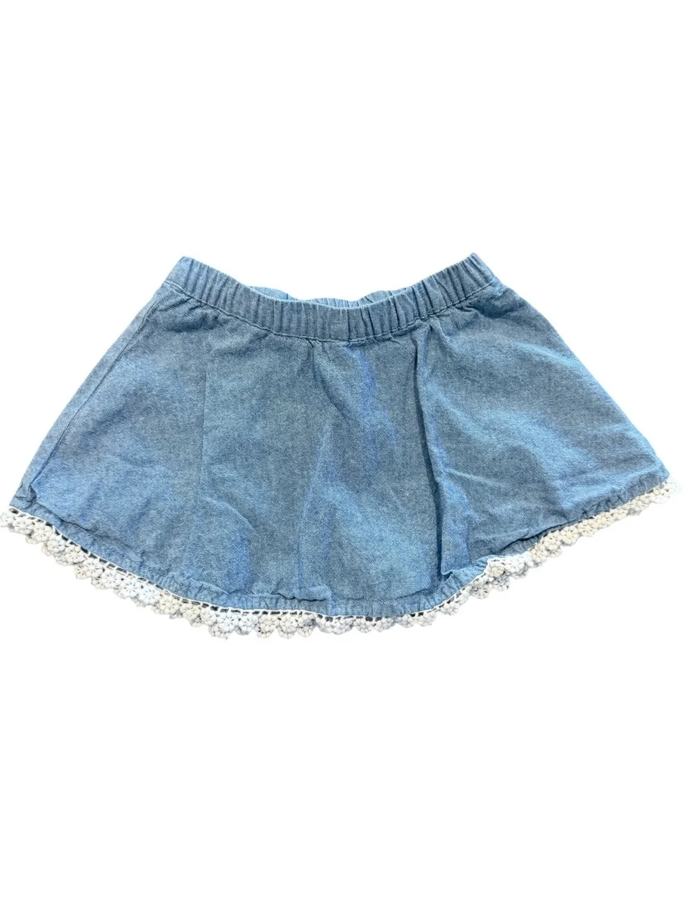 12mo Falls Creek Kids Denim Skirt with Lace Trim, Size 12M